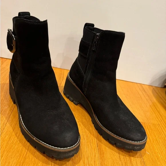 Blondo Black Dalia Waterproof Ankle Boots Silver Buckle Chunky Sole size 9.5 - Picture 4 of 9